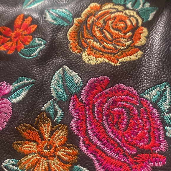 leather floral embroidered wristlet - Picture 3 of 3